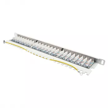 Patchpanel 48,30cm (19) Cat. 6A, 24-Port, 0,5 HE, STP θωρακισμένο, άνοιγμα χωρίς εργαλεία, Λευκό (RAL9010), Go (GC-N0143)
