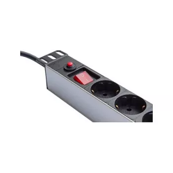 Πολύπριζο 48,30cm (19), 1HE, Βύσμα Schuko σε 8x Πρίζα Schuko, ÜSS, Διακόπτης, Προφίλ αλουμινίου, Good Connections® (GC-N0087)