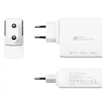 Good Connections GC USB-Fast Charger 140W GaN-Technologie, 2x USB-C, PD 3.1, QC 5.0, PPS λευκό -• USB-ταχυφορτιστής 140W• για smartphones