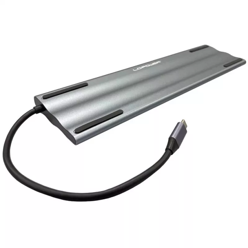 LC-Power LC-HUB-C-MULTI-8 USB-C σε 3xUSB-A/2xUSB-C/HDMI/VGA/MicroSD/SD/RJ45/Ήχος