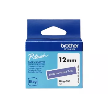 Ταινία ετικετών Brother BTAG-F35 λευκό σε μωβ 1,2 cm 4 m