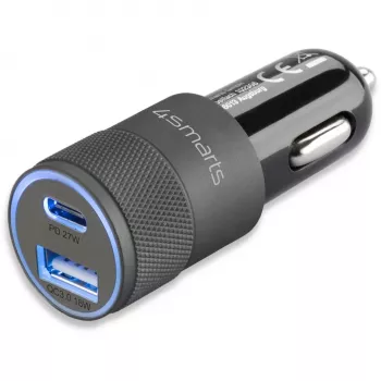 4smarts Rapid+ - Φορτιστής αυτοκινήτου - 27 Watt - 3 A - QC 3.0, PD - 2 θύρες εξόδου (USB, 24-pin USB-C)