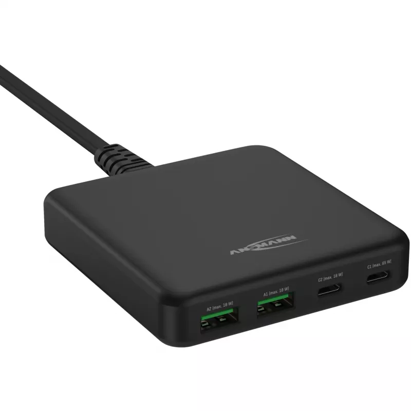 Φορτιστής USB Επιτραπέζιος Φορτιστής DC465PD (μαύρο, 65 Watt, PD, Quick Charge 3.0)