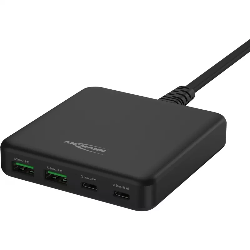Φορτιστής USB Επιτραπέζιος Φορτιστής DC465PD (μαύρο, 65 Watt, PD, Quick Charge 3.0)