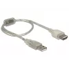 Delock 82244, 0,3 m, USB A, USB A, USB 2.0, 0,48 Gbit/s, διαφανές