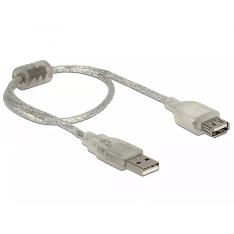 Delock 82244, 0,3 m, USB A, USB A, USB 2.0, 0,48 Gbit/s, διαφανές