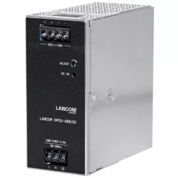 Τροφοδοτικό Lancom Systems LANCOM DPSU-480/55 — 480 W, AC 100–240 V, TS35 DIN, μαύρο/ατσάλι