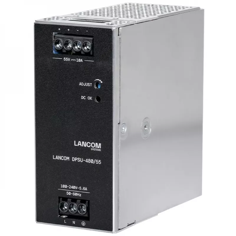 Τροφοδοτικό Lancom Systems LANCOM DPSU-480/55 — 480 W, AC 100–240 V, TS35 DIN, μαύρο/ατσάλι
