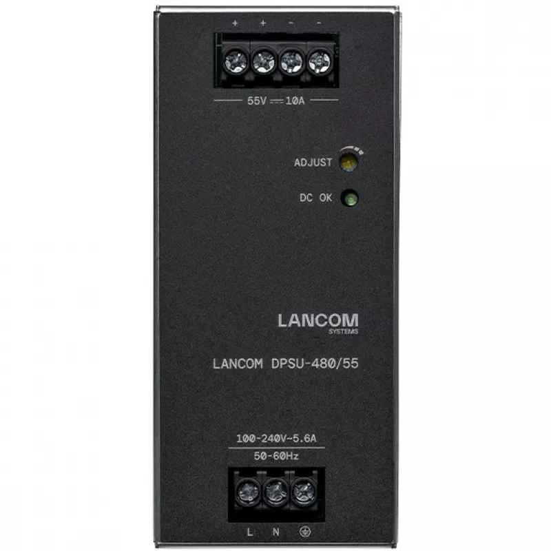 Τροφοδοτικό Lancom Systems LANCOM DPSU-480/55 — 480 W, AC 100–240 V, TS35 DIN, μαύρο/ατσάλι