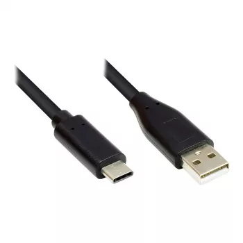 Καλώδιο σύνδεσης USB 2.0, βύσμα USB-C™ σε βύσμα USB 2.0 A, CU, μαύρο, 1m, Good Connections® (GC-M0117)