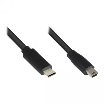Καλώδιο σύνδεσης USB 2.0, βύσμα USB-C(TM) σε βύσμα Mini-B-5-Pin, μαύρο, 3m, Good Connections (3310-CM030)