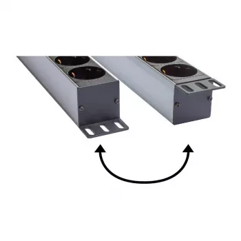Good Connections Πολύπριζο 19 - 1HE - βύσμα αρσενικό Schutzkontakt σε 8x υποδοχή θηλυκή Schutzkontakt - με διακόπτη - παιδική προστασία - προφίλ πλαστικού - μαύρο