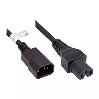 IEC Appliance-Hot-Condition Appliance-Connection Καλώδιο C14 (ευθύ) σε C15 (ευθύ), μαύρο, 0,75 mm², 1 m, Good Connections® (P1450-S010)
