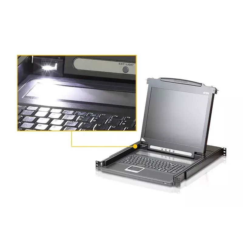 ATEN CL1000M KVM-Switch Τοποθέτηση σε rack, Μαύρο