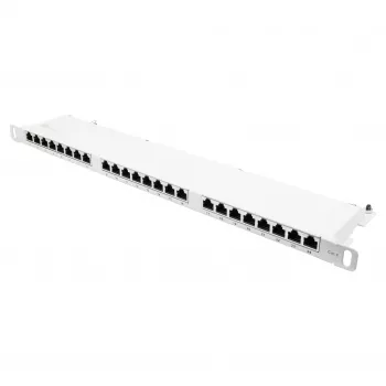 Patchpanel 48,30cm (19) Cat. 6, 24-Port, 0,5 HE, STP θωρακισμένο, άνοιγμα χωρίς εργαλεία, Reinweiß (RAL9010), Goo (GC-N0137)