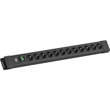 Πολύπριζο Bachmann CONNECTUS 12x πρίζες CEE7/3 με 1x διακόπτη, καλώδιο 2,0 m, βύσμα CEE7/7, μαύρο
