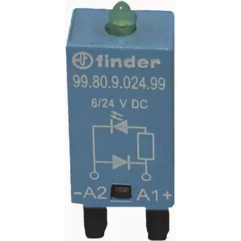FINDER ένδειξη LED με δίοδο ελεύθερης ροής στον ακροδέκτη A1, LED πράσινο 99.80.9.024.99 (9980902499)