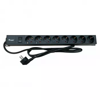 Πολύπριζο EQUIP 19 ιντσών 90° CEE7/7 σε 8x πρίζες Schuko με διακόπτη, αλουμίνιο