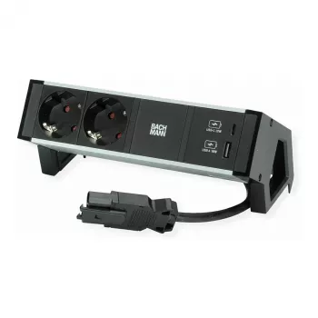 Μονάδα τροφοδοσίας Bachmann DESK2 με 2x υποδοχές CEE7/3 και USB, 100W USB C/C, GST18 0,2m, μαύρο