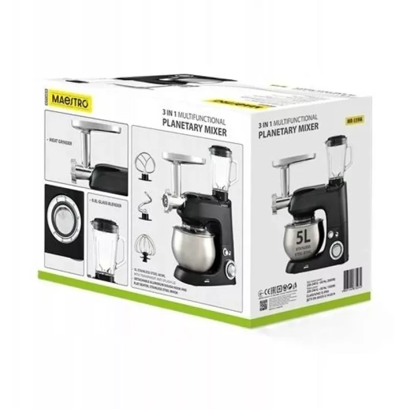 Πλανητικός μίξερ Maestro MR-559-M 3-in-1, 2000 W, Πολυλειτουργική κουζινομηχανή