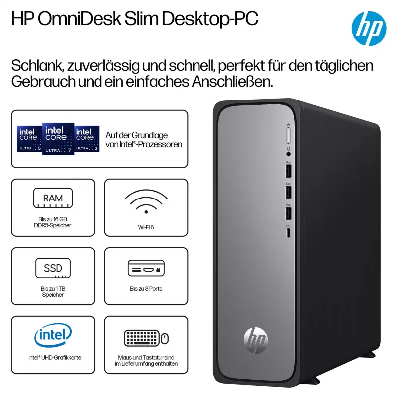 HP OmniDesk S03-0032ng - Λεπτός desktop - Core i3 i3-14100 - Πλήρες σύστημα - Core i3
