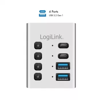 Hub USB 3.2 Gen 1, 4 θύρες, USB-A/C, διακόπτης on/off