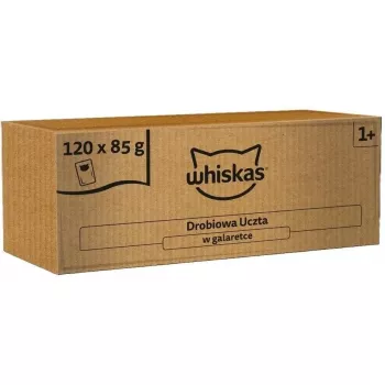 Υγρή τροφή για γάτες φακελάκια Whiskas Drobiowa Uczta σε ζελέ 120 x 85 g (Multipack)