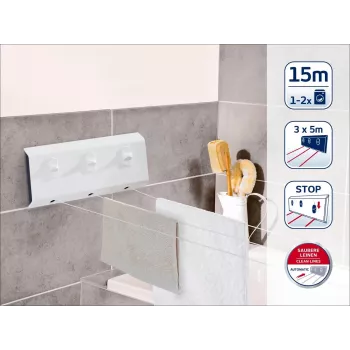 Leifheit Rollfix Triple 150 Longline Στεγνωτήριο ρούχων για επιτοίχια τοποθέτηση (83107)
