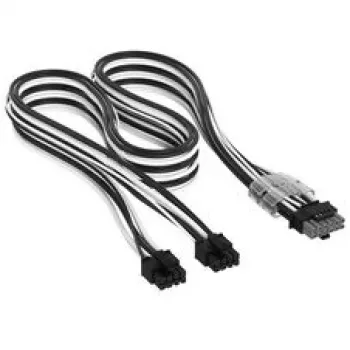 Corsair Premium-Sleeved Καλώδιο 2x 8-Pin σε 12V-2x6, για τροφοδοτικό Τύπου 5 – Μαύρο/Λευκό