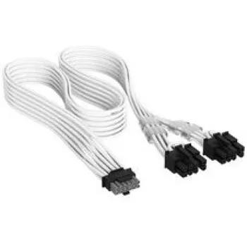 Corsair Premium-Sleeved Καλώδιο 12V-2x6 σε 2x 6+2-Pin PCIe, Universal - Λευκό