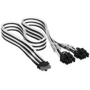 Corsair Premium-Sleeved Καλώδιο 12V-2x6 σε 2x 6+2-Pin PCIe, Universal – Μαύρο/Λευκό