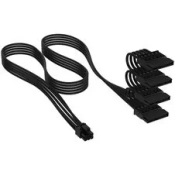 Corsair Premium-Sleeved Καλώδιο τροφοδοσίας 4x SATA, για τροφοδοτικό Τύπου 5 – μαύρο