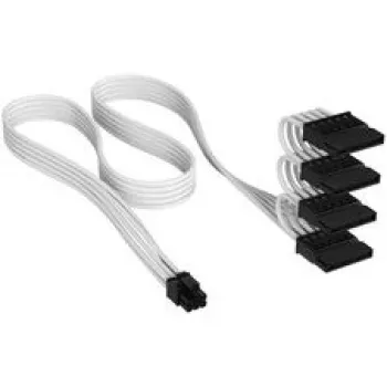Corsair Premium-Sleeved Καλώδιο τροφοδοσίας 4x SATA, για τροφοδοτικό Τύπου 5 - Λευκό