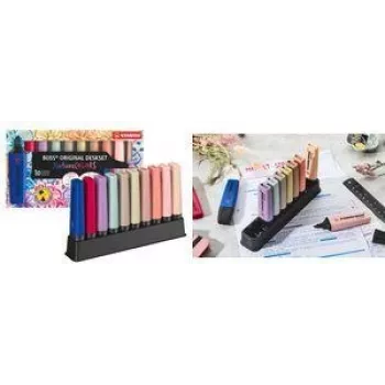 Μαρκαδόρος Stabilo BOSS Original NatureCOLORS σετ γραφείου 10 χρωμάτων, μαύρη πλαστική βάση, μύτη σφήνας, 1 τεμ.