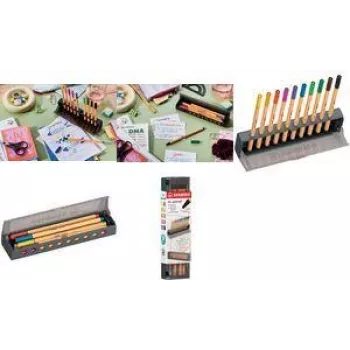 Στυλό fineliner Stabilo point 88 σετ 10 χρωμάτων Click με πλαστική κασετίνα και βάση γραφείου (μοντέλο 8810‑5)