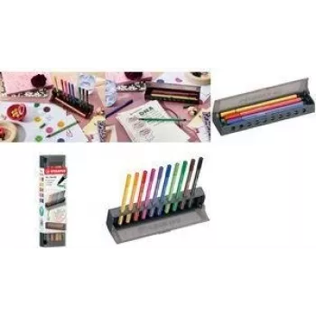 Σετ μαρκαδόρων Stabilo Pen 68 συσκευασία 10 τεμ. με πλαστική θήκη και βάση γραφείου (μοντέλο 6810-7)