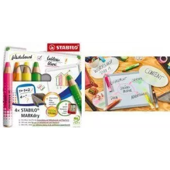 Stabilo MARKdry NEON σετ μαρκαδόρων λευκού πίνακα 648/4-01, 4 τεμάχια, διάφορα χρώματα