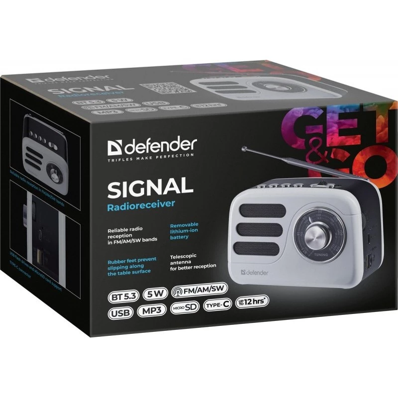 Φορητό ηχείο DEFENDER SIGNAL με FM/MP3/SD/USB και Bluetooth (5W, κεραία)