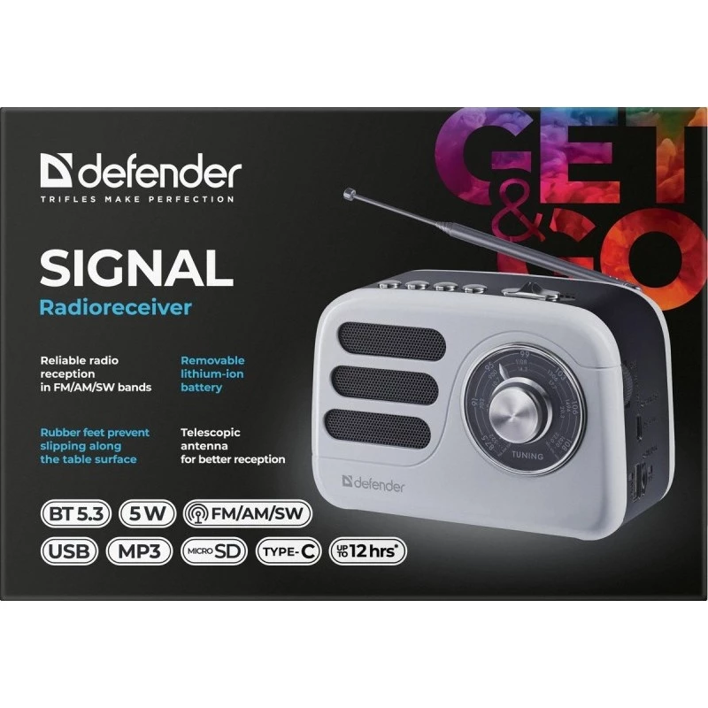 Φορητό ηχείο DEFENDER SIGNAL με FM/MP3/SD/USB και Bluetooth (5W, κεραία)