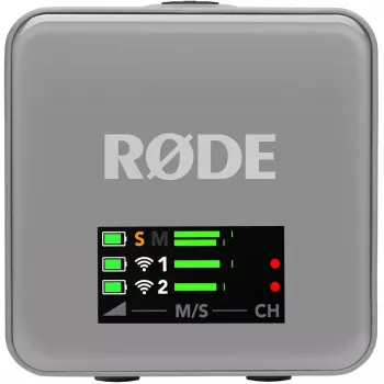 Ασύρματο μικρόφωνο Rode Wireless GO III γκρι — συμπαγής σχεδιασμός, ενσωματωμένη μπαταρία