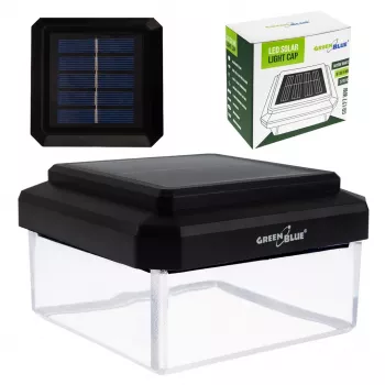 Ηλιακό LED Φωτιστικό Κολόνας GreenBlue GB127 WW — 3200 K ουδέτερο λευκό, 80×80 mm θόλος κάλυψης, μπαταρία NiMH