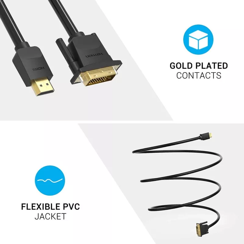 Καλώδιο HDMI σε DVI 5M/SCHWARZ Abfbj Vention