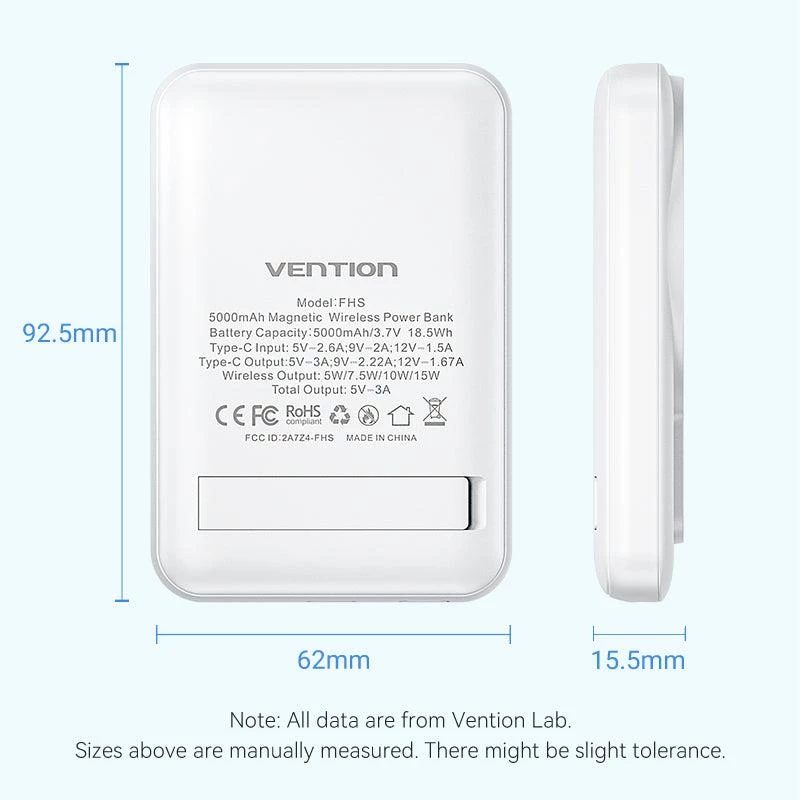 Powerbank ασύρματο 5000MAH 20W/MAGNETIC μαύρο FHSB0 Vention