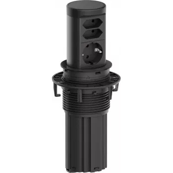 Πολύπριζο Bachmann ELEVATOR2 BM0020498 με 1x CEE7/3 και 2x υποδοχές Euro, RAL9005, καλώδιο 2,0 m