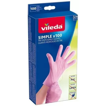 Γάντια latex μιας χρήσης VILEDA Multi Latex 100, Μπεζ, Μέγεθος S/M, 100 τεμ.