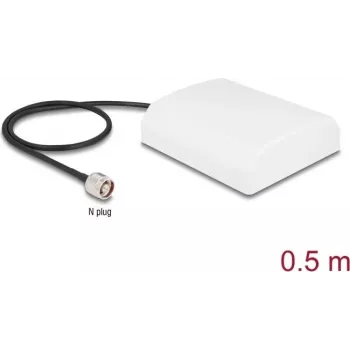 Κεραία DELOCK 90761 — 2,4 GHz κατευθυντική κεραία WiFi N 8 dBi με βύσμα N και καλώδιο RG-58 50 cm, λευκή, εξωτερικού χώρου