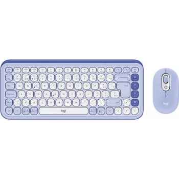Logitech POP Icon Combo - Σετ πληκτρολογίου και ποντικιού - ασύρματο - Bluetooth LE - QWERTZ - Ελβετίας - λιλά, off-white (920-013277)