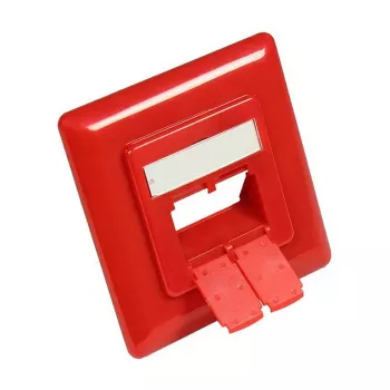 Κεντρικό τεμάχιο 50x50mm με πλαίσιο κάλυψης 80x80mm για πρίζες δικτύου, traffic red RAL3020, Good Connections (GC-N0057)