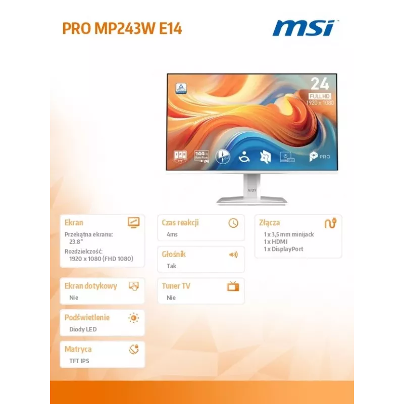 Οθόνη PRO MP243W E14 23,8 ιντσών LED/FHD/επίπεδη/144Hz/λευκή