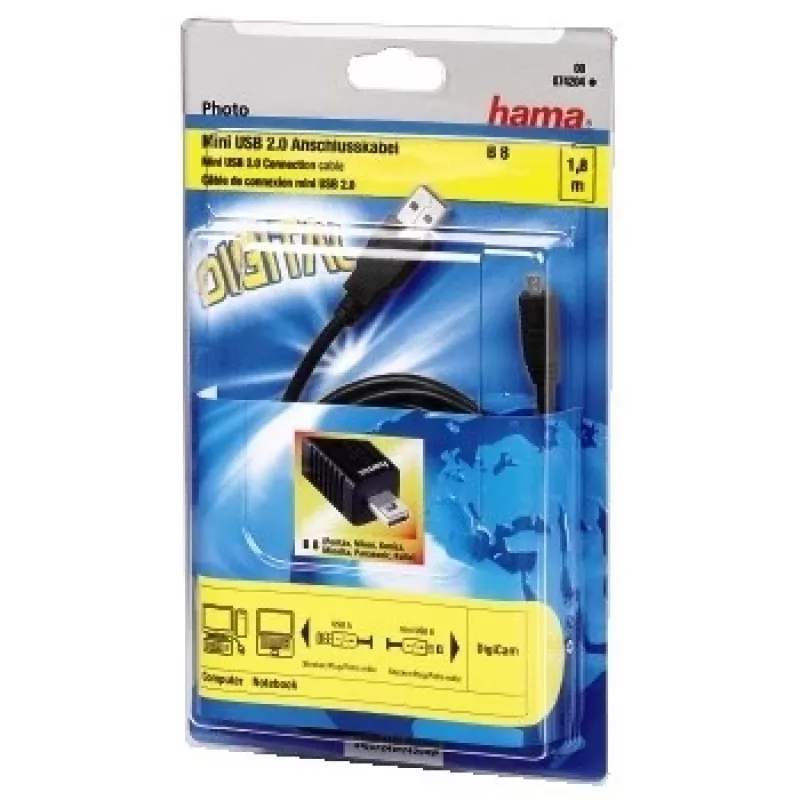 Hama Καλώδιο USB 2.0, 1,8 m Καλώδιο USB USB A Μαύρο